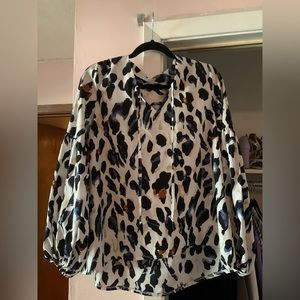 Colorful leopard long sleeve blouse